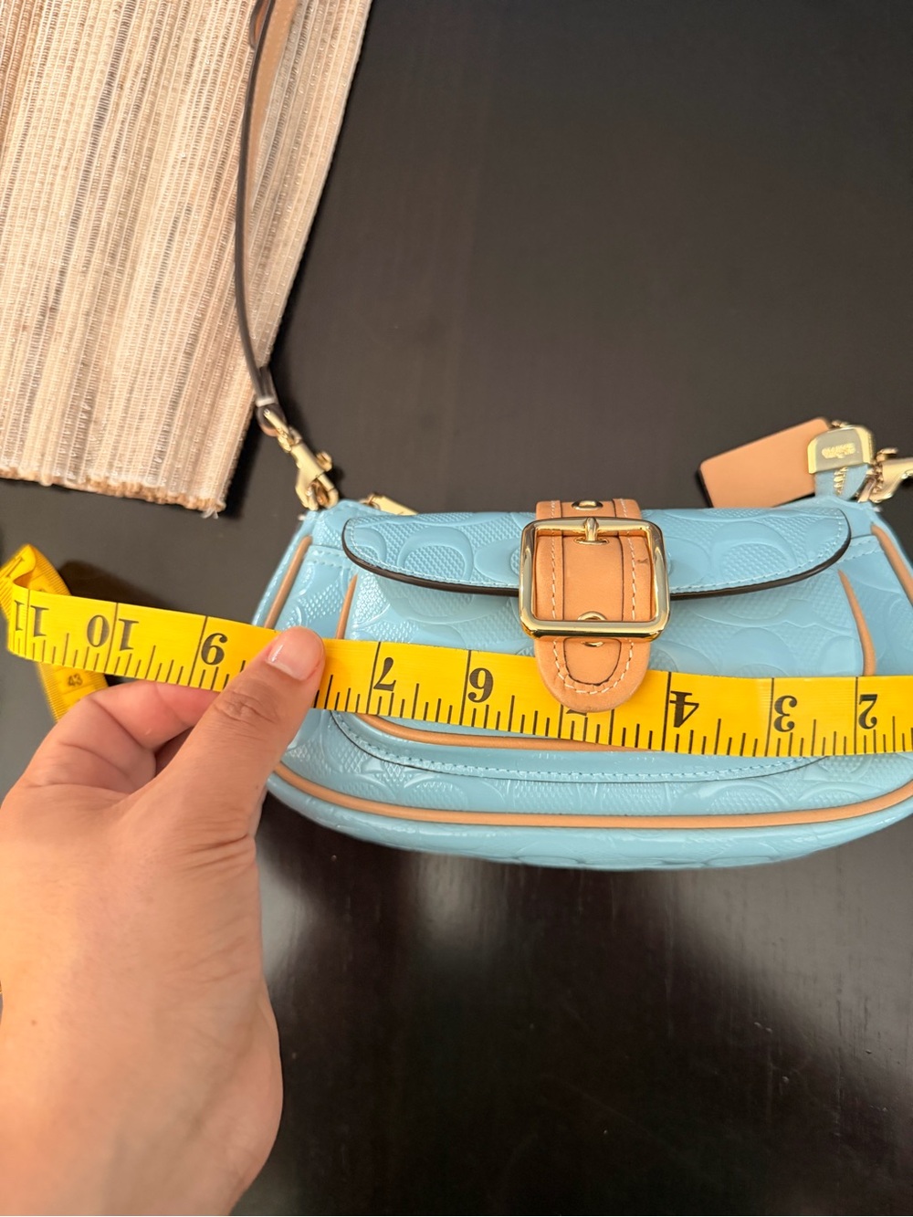 Coach Ashton Mini Bag in Light Blue Leather Crossbody. - Picture 6 of 13